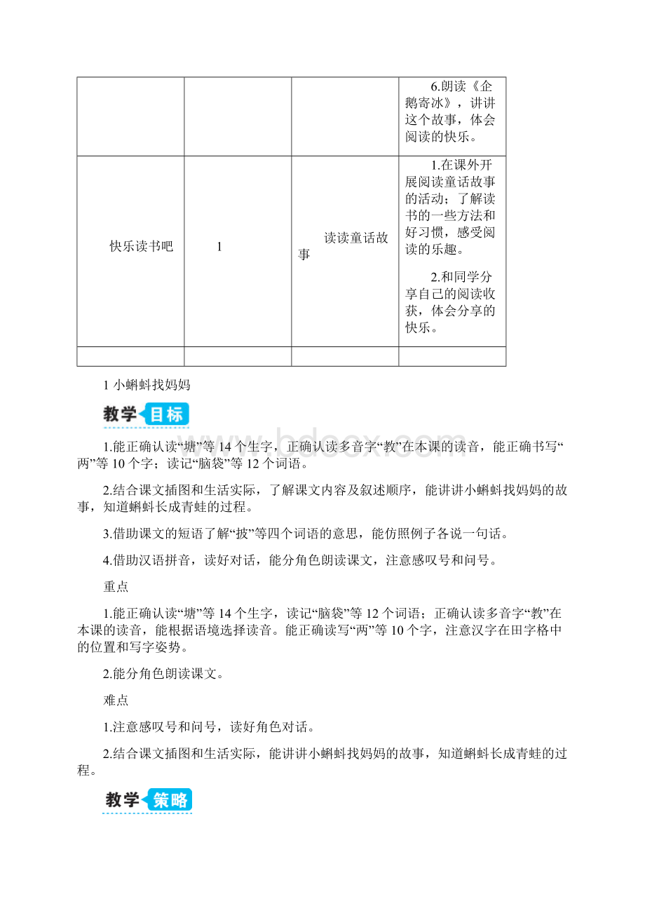 新部编版二年级上语文《1 小蝌蚪找妈妈》优质公开课教学设计Word文件下载.docx_第3页