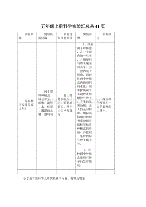 五年级上册科学实验汇总共41页.docx