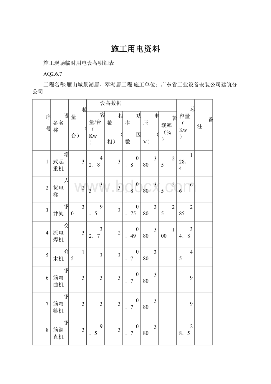 施工用电资料.docx