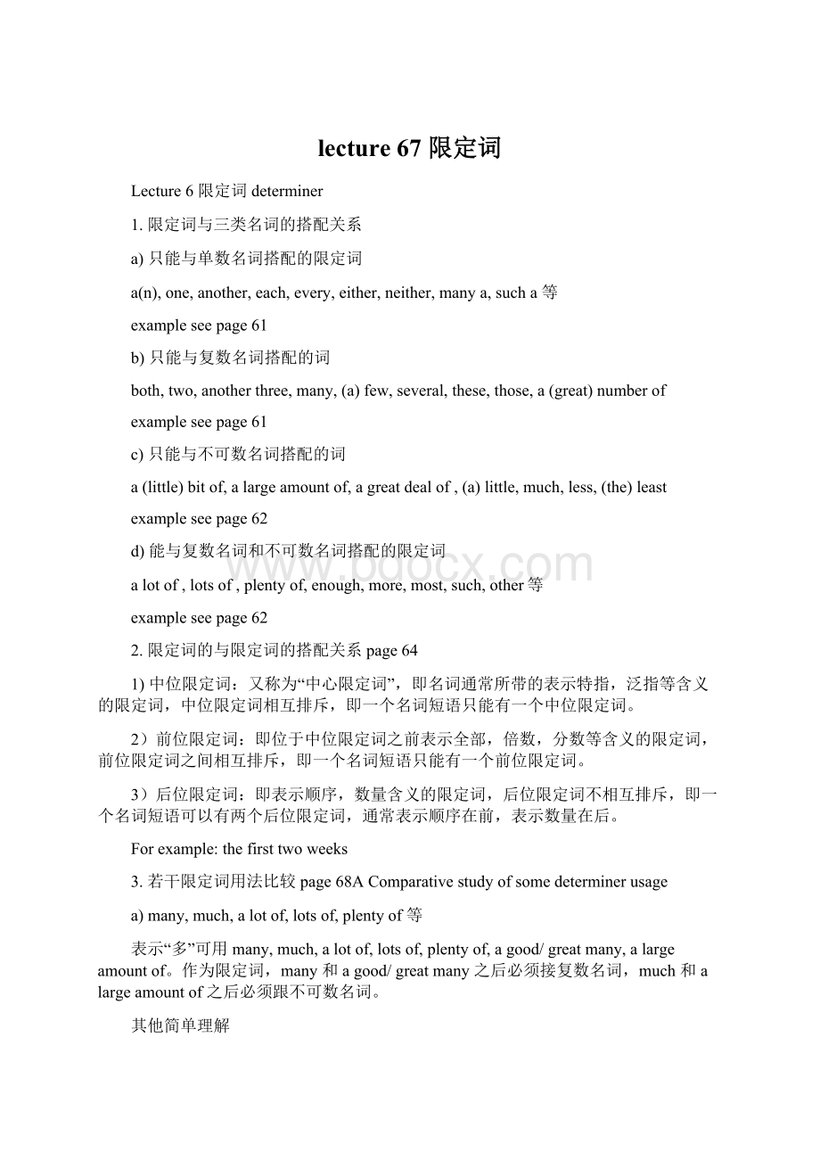 lecture 67 限定词.docx