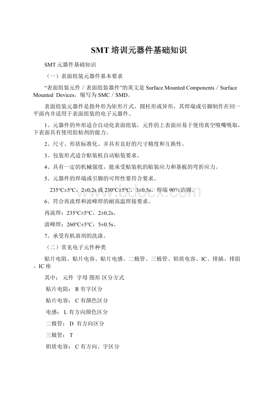 SMT培训元器件基础知识Word下载.docx