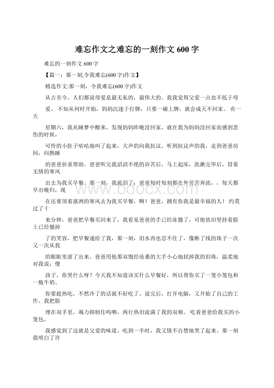 难忘作文之难忘的一刻作文600字.docx