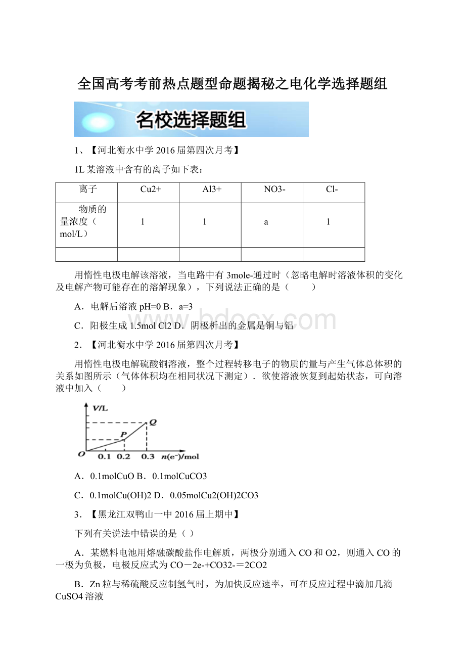 全国高考考前热点题型命题揭秘之电化学选择题组.docx