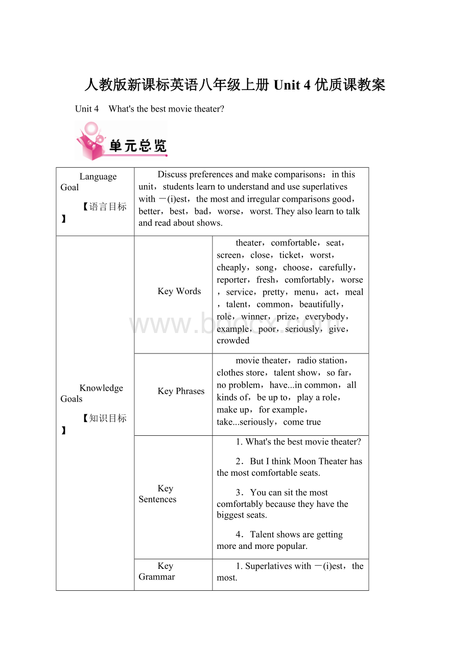 人教版新课标英语八年级上册Unit 4 优质课教案Word格式文档下载.docx