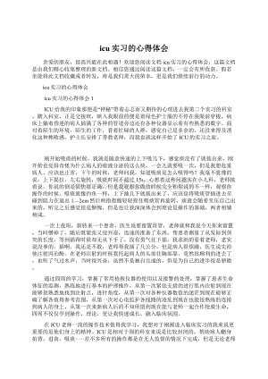 icu实习的心得体会文档格式.docx