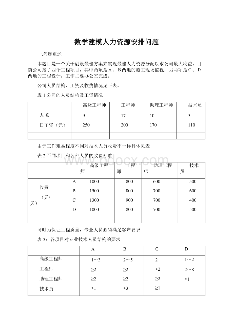 数学建模人力资源安排问题.docx