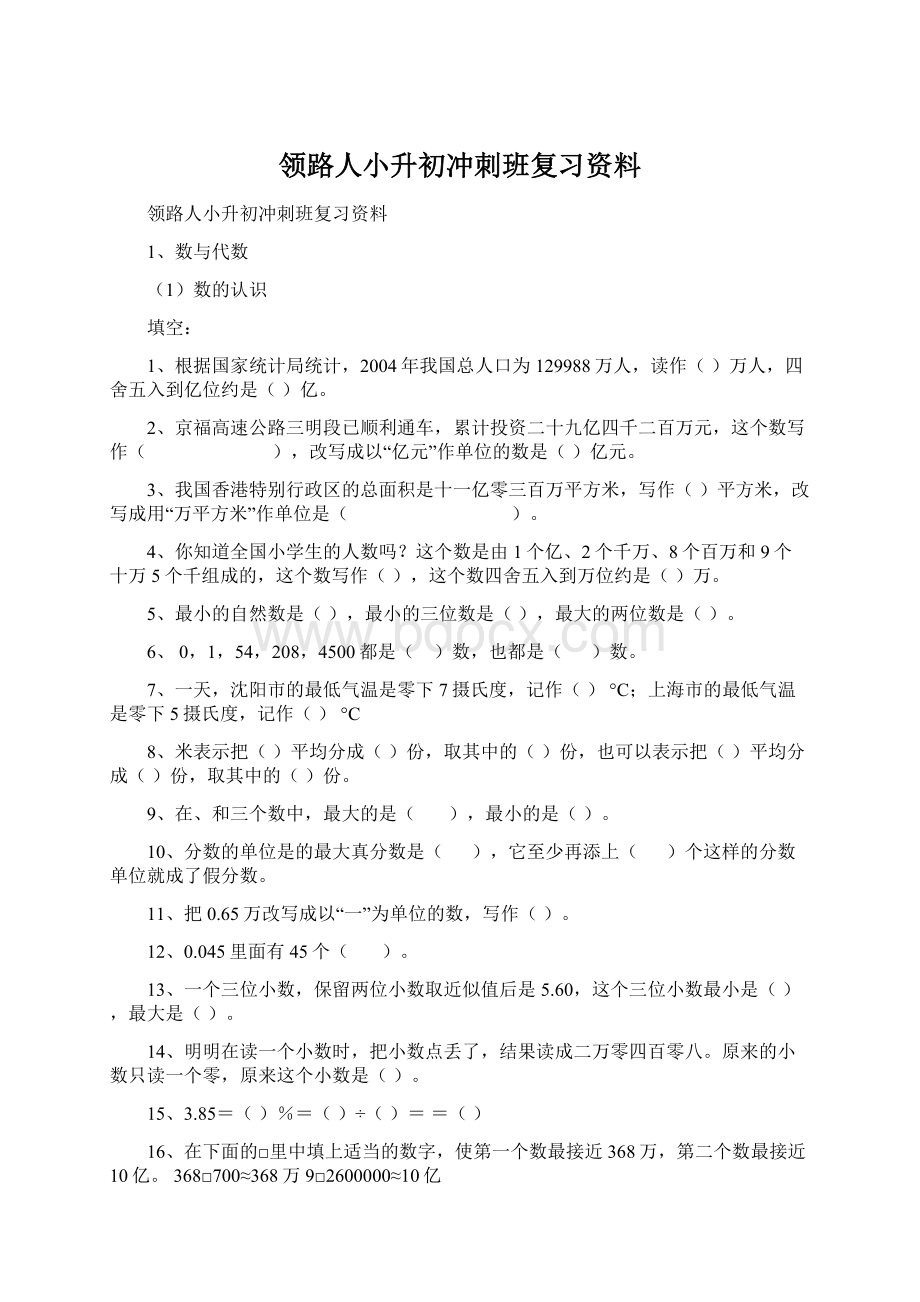 领路人小升初冲刺班复习资料.docx_第1页