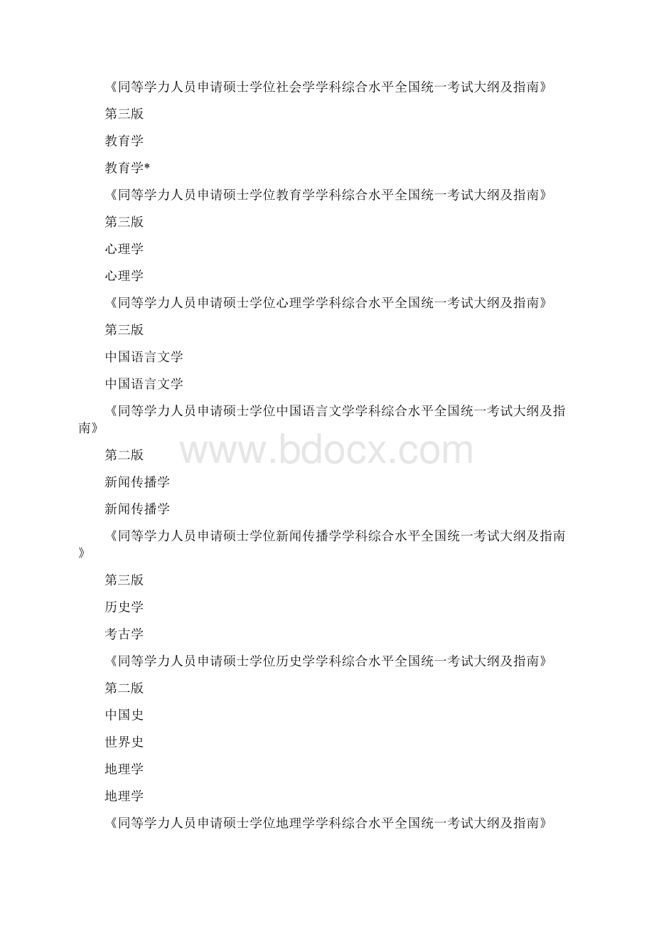 河北同等学力考试科目及大纲对照表.docx_第3页