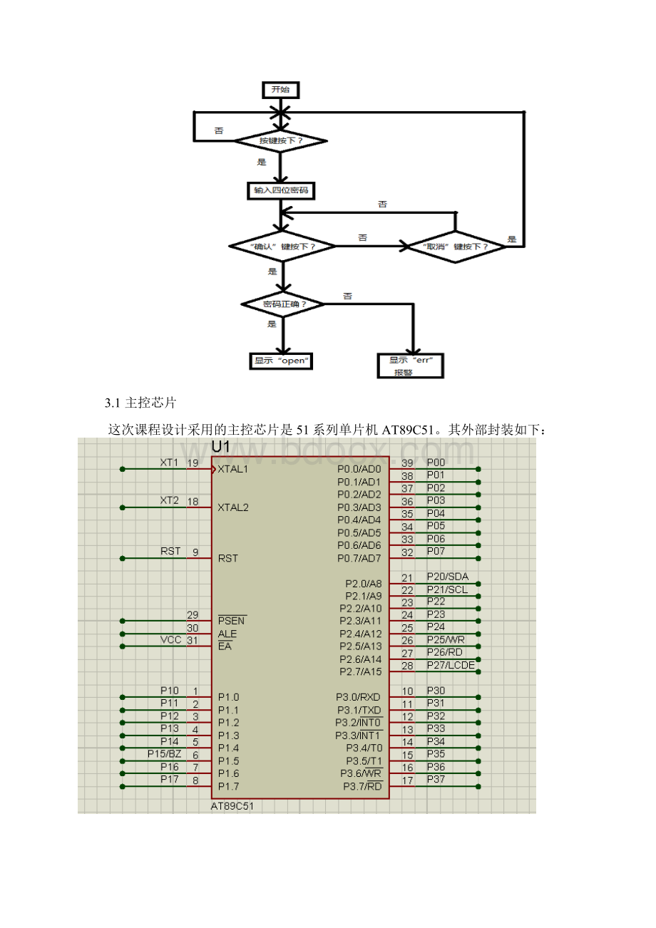 基于某51单片机地数码管显示4位密码锁Word文件下载.docx_第3页