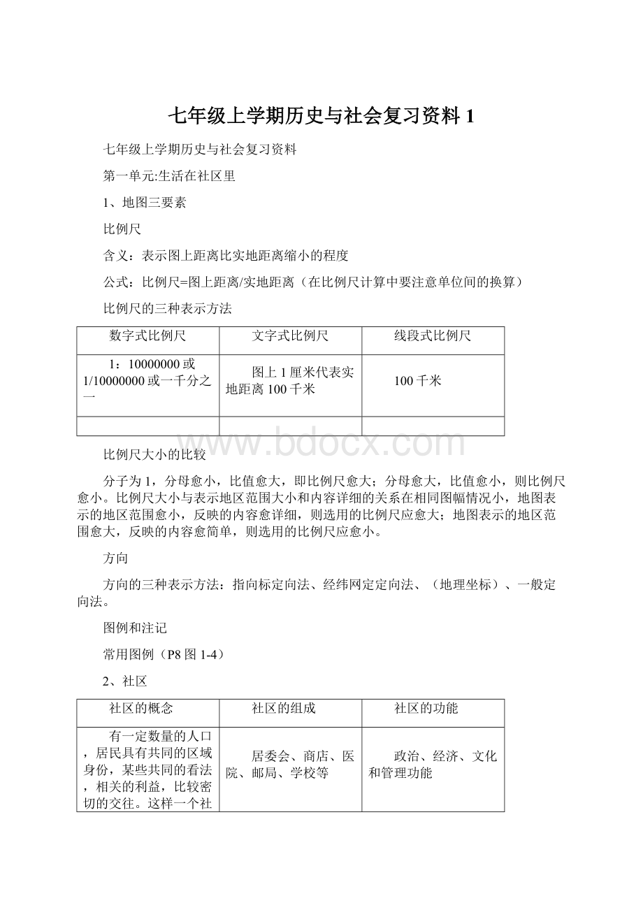 七年级上学期历史与社会复习资料1.docx_第1页