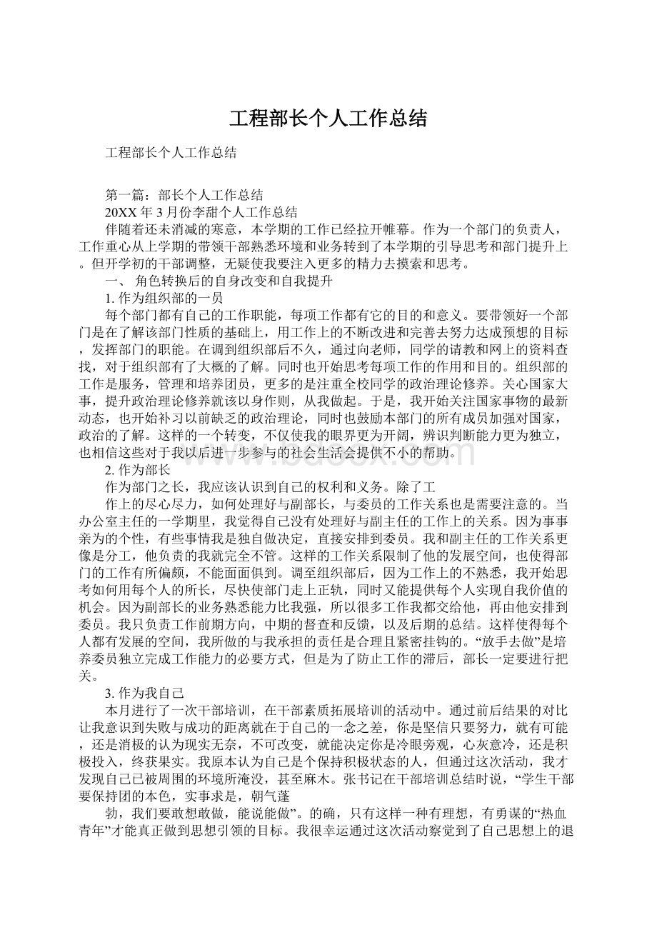 工程部长个人工作总结.docx