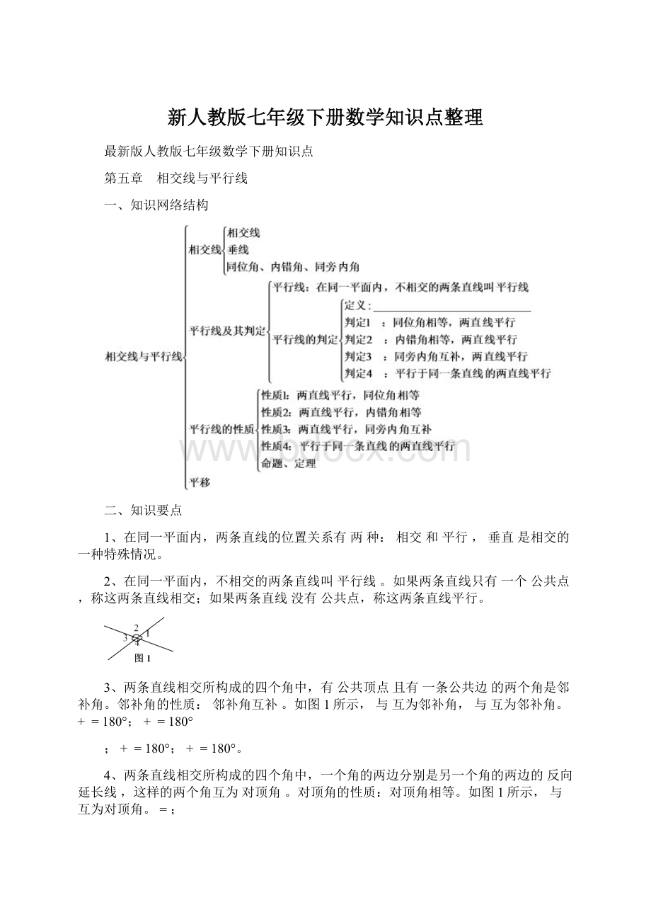 新人教版七年级下册数学知识点整理Word格式.docx