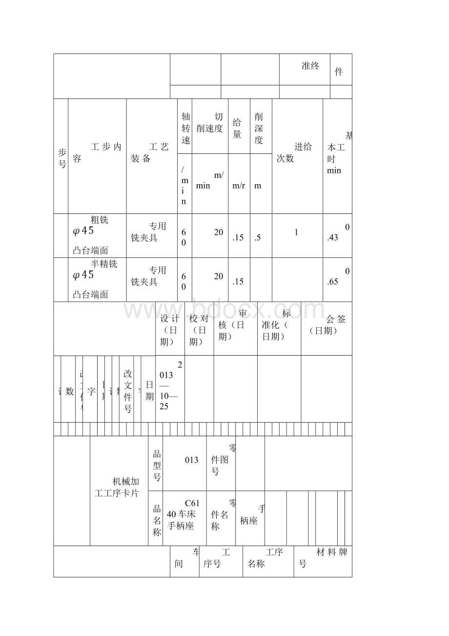 CA6140车床手柄座工序卡文档格式.docx_第2页