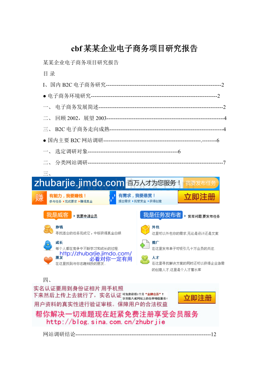cbf某某企业电子商务项目研究报告Word文档格式.docx