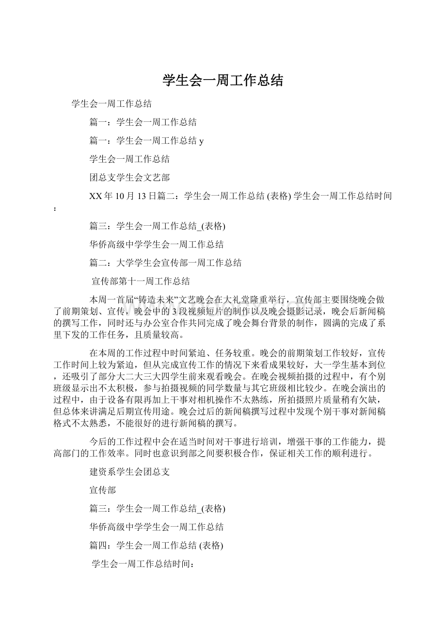 学生会一周工作总结.docx