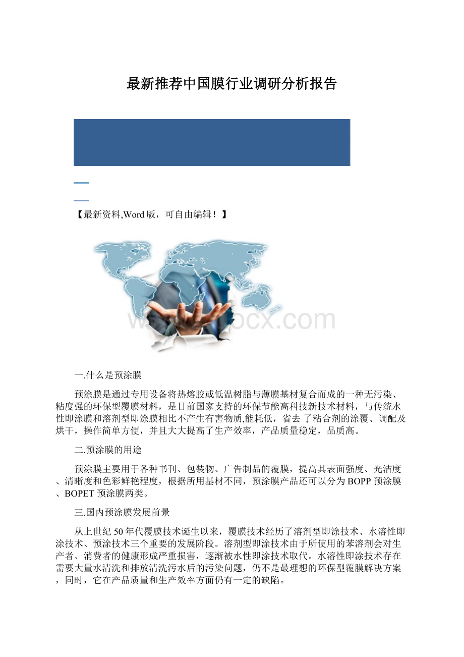 最新推荐中国膜行业调研分析报告.docx