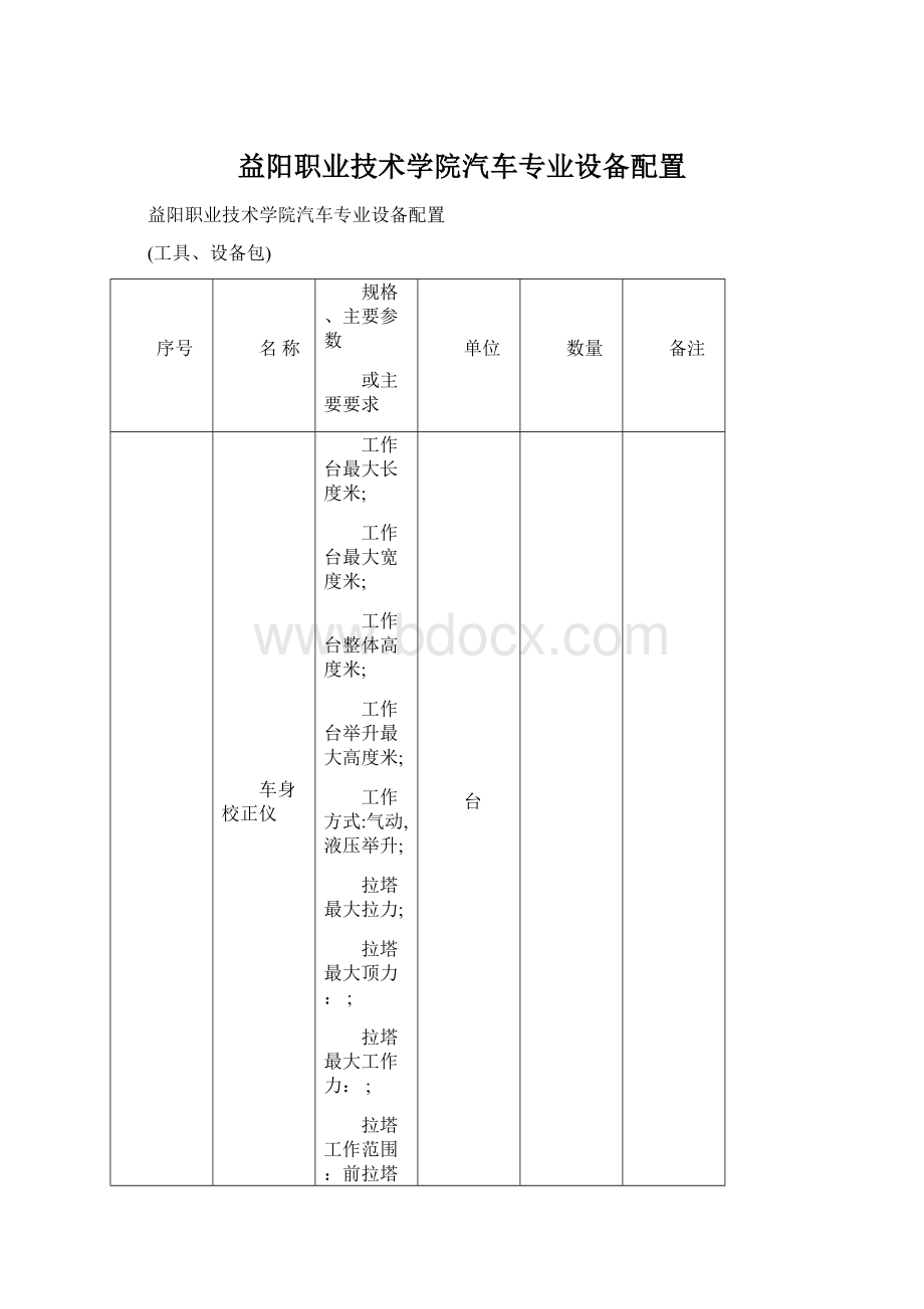 益阳职业技术学院汽车专业设备配置.docx_第1页