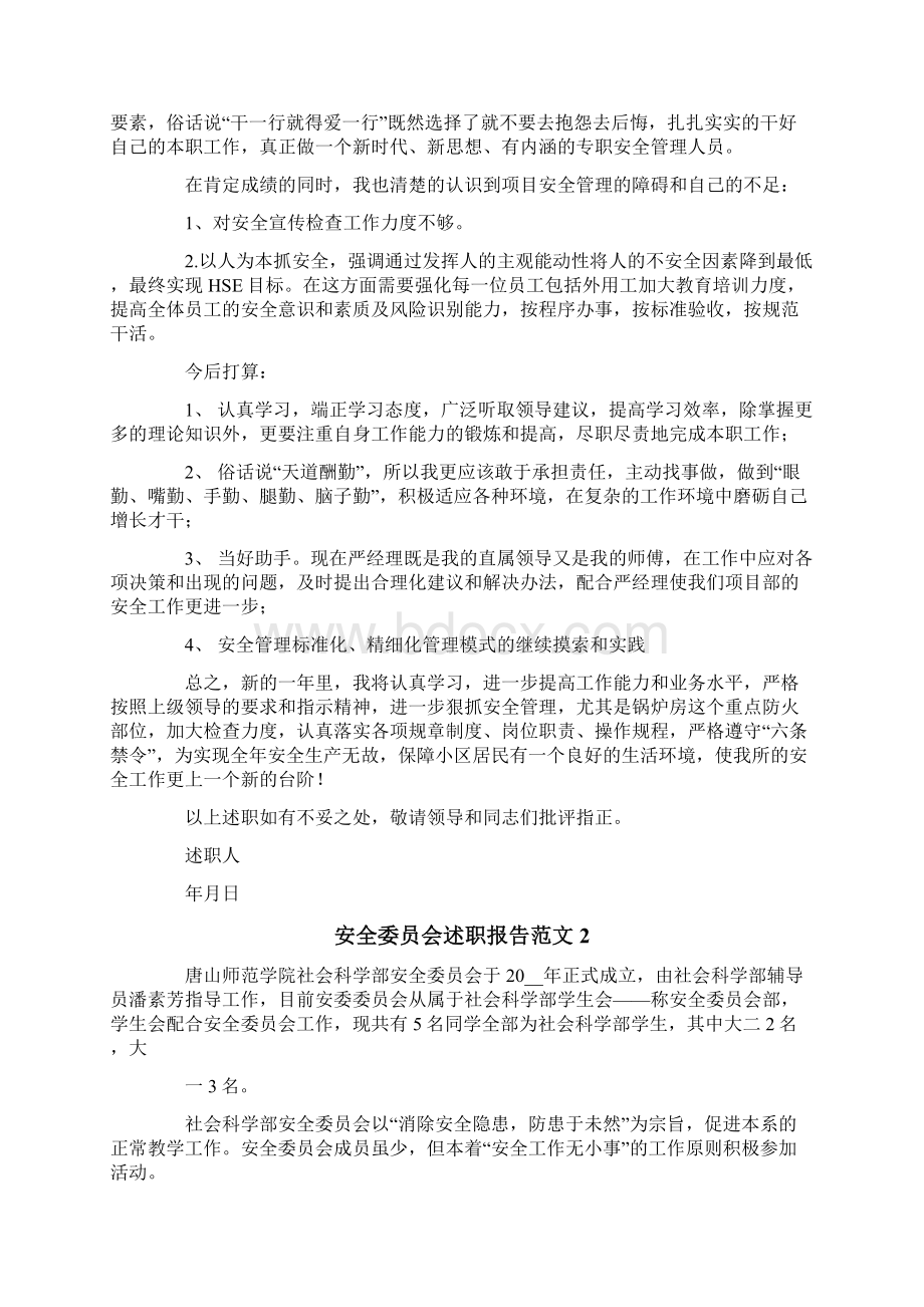 安全委员会述职报告范文Word文档格式.docx_第2页