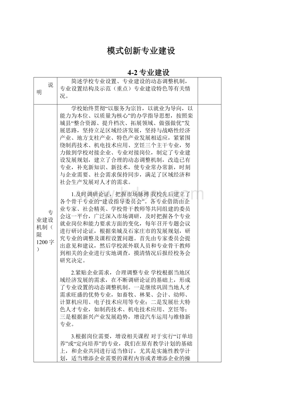 模式创新专业建设Word文档下载推荐.docx