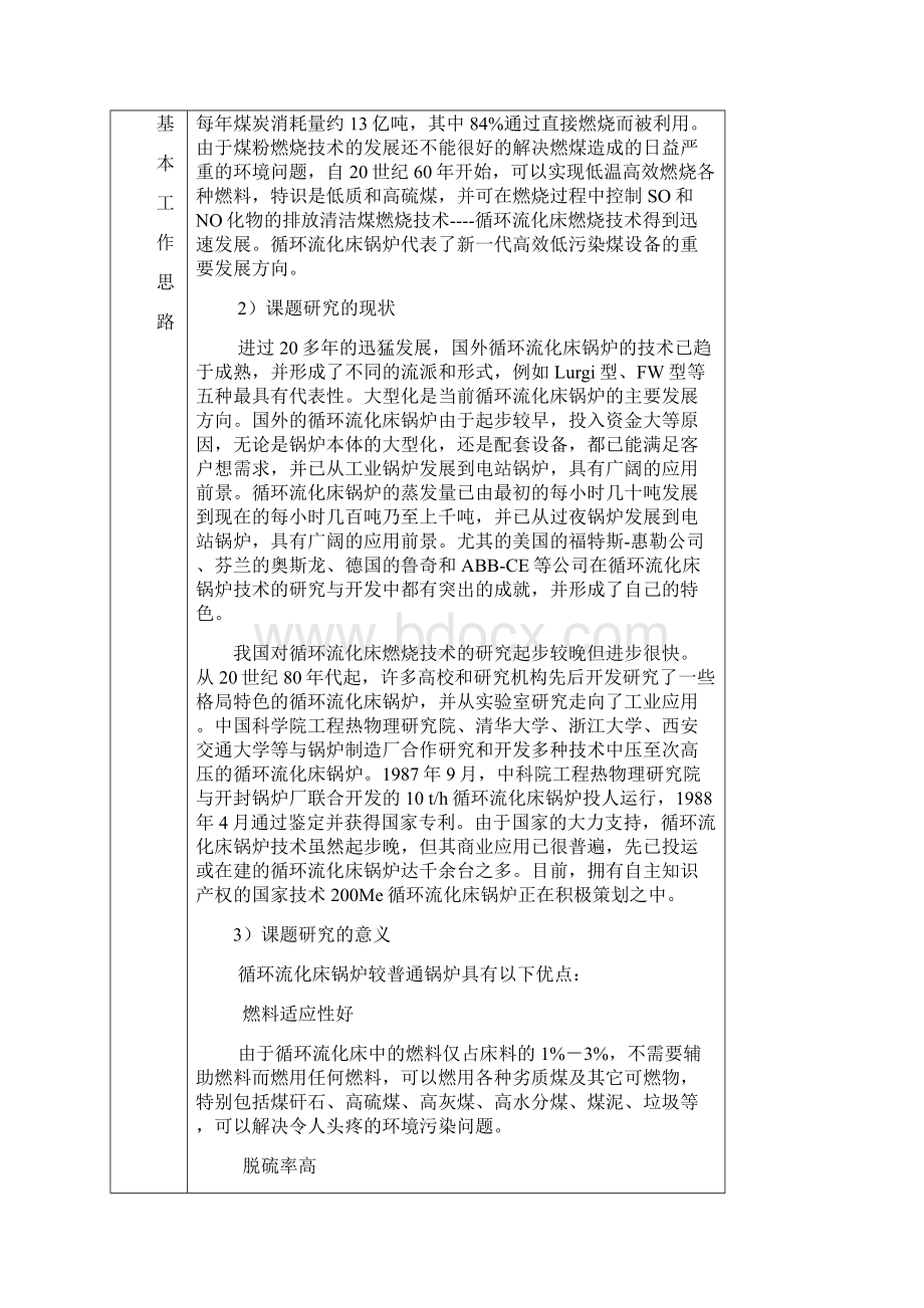 流化床锅炉设计开题报告模板.docx_第2页