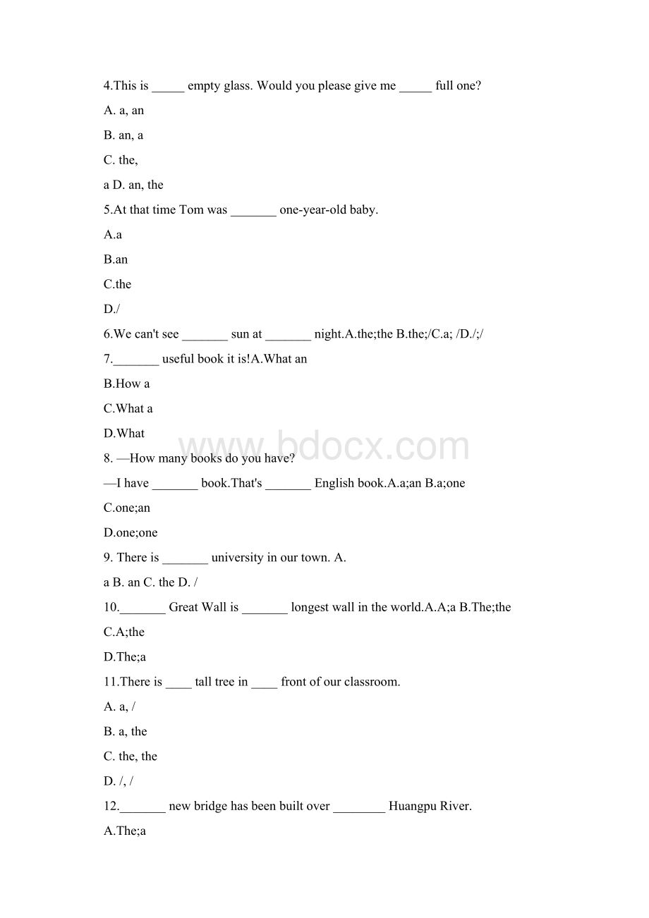 初中冠词练习题带答案解析.docx_第3页