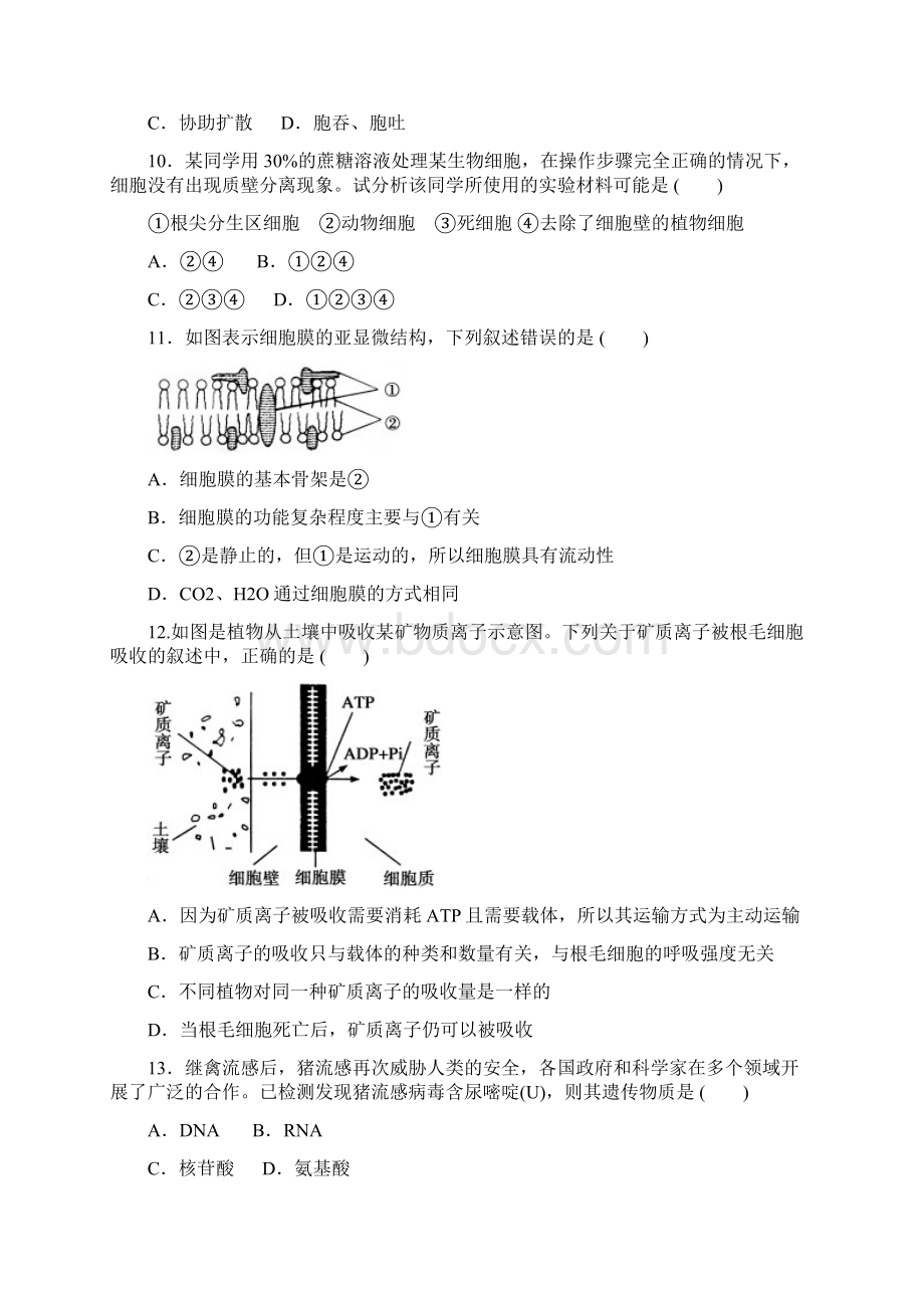 必修一生物期中综合检测二Word文件下载.docx_第3页