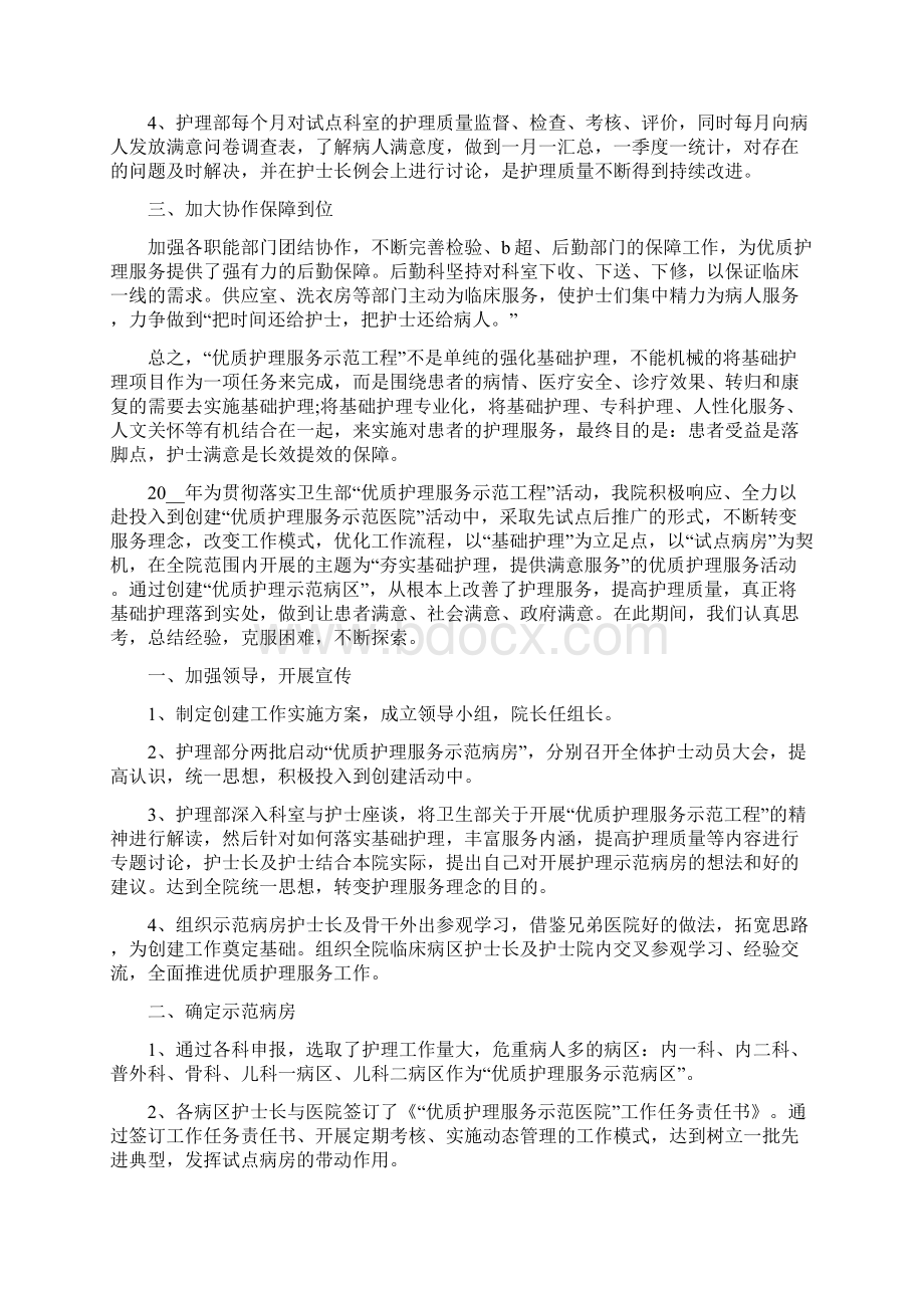 优质护理服务工作总结Word下载.docx_第2页