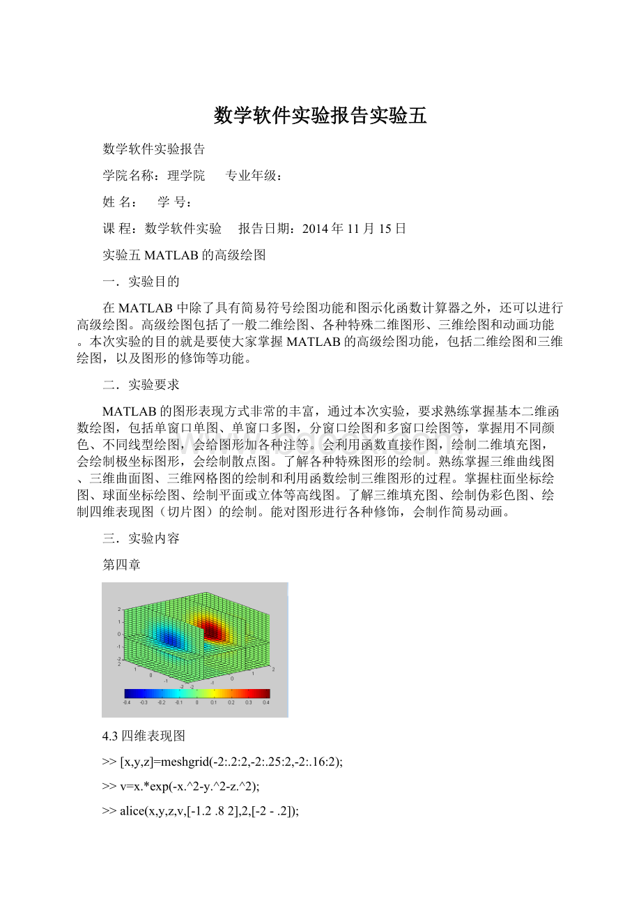 数学软件实验报告实验五文档格式.docx