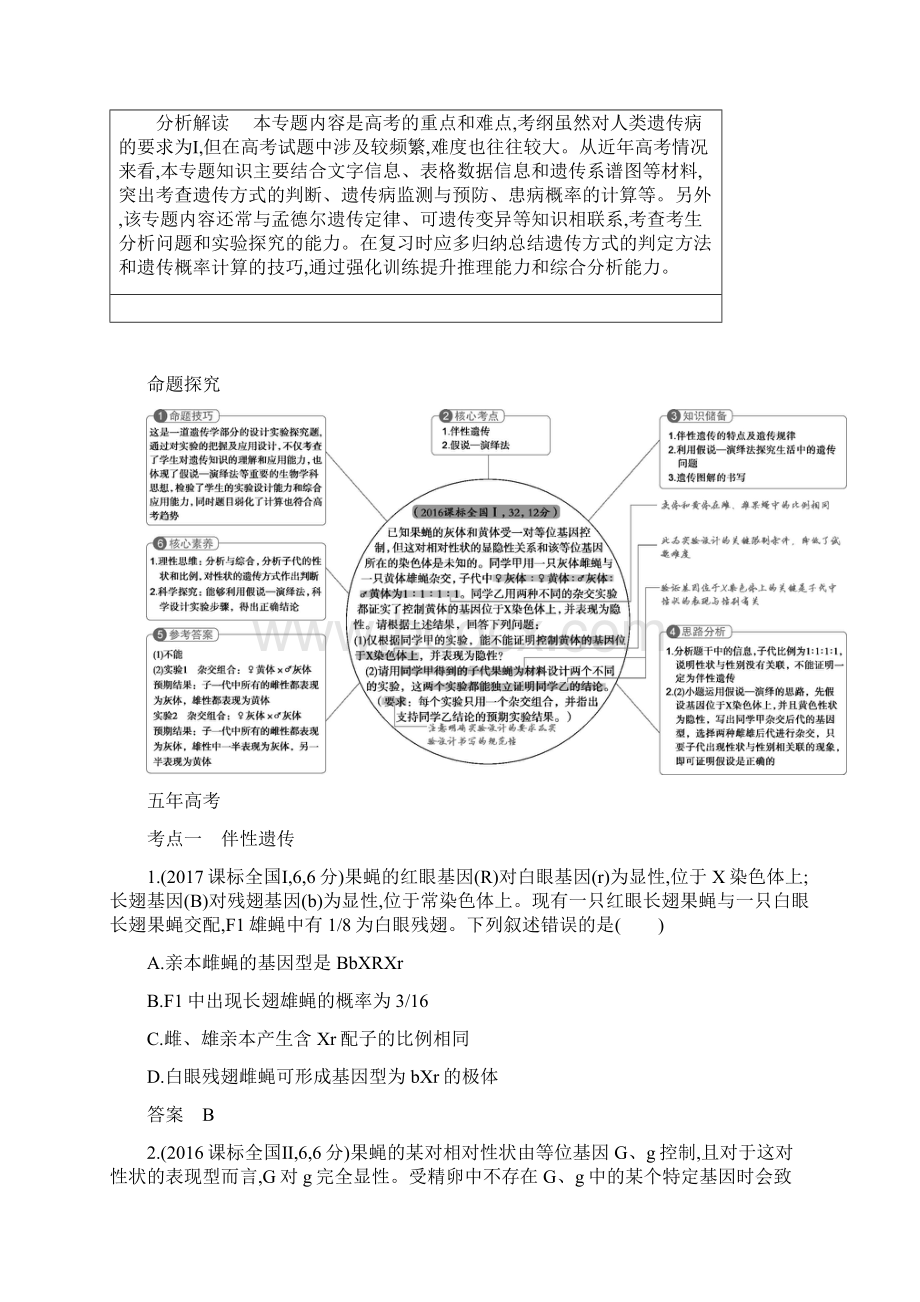 届一轮复习人教版 专题13 伴性遗传和人类遗传病 学案docx.docx_第2页