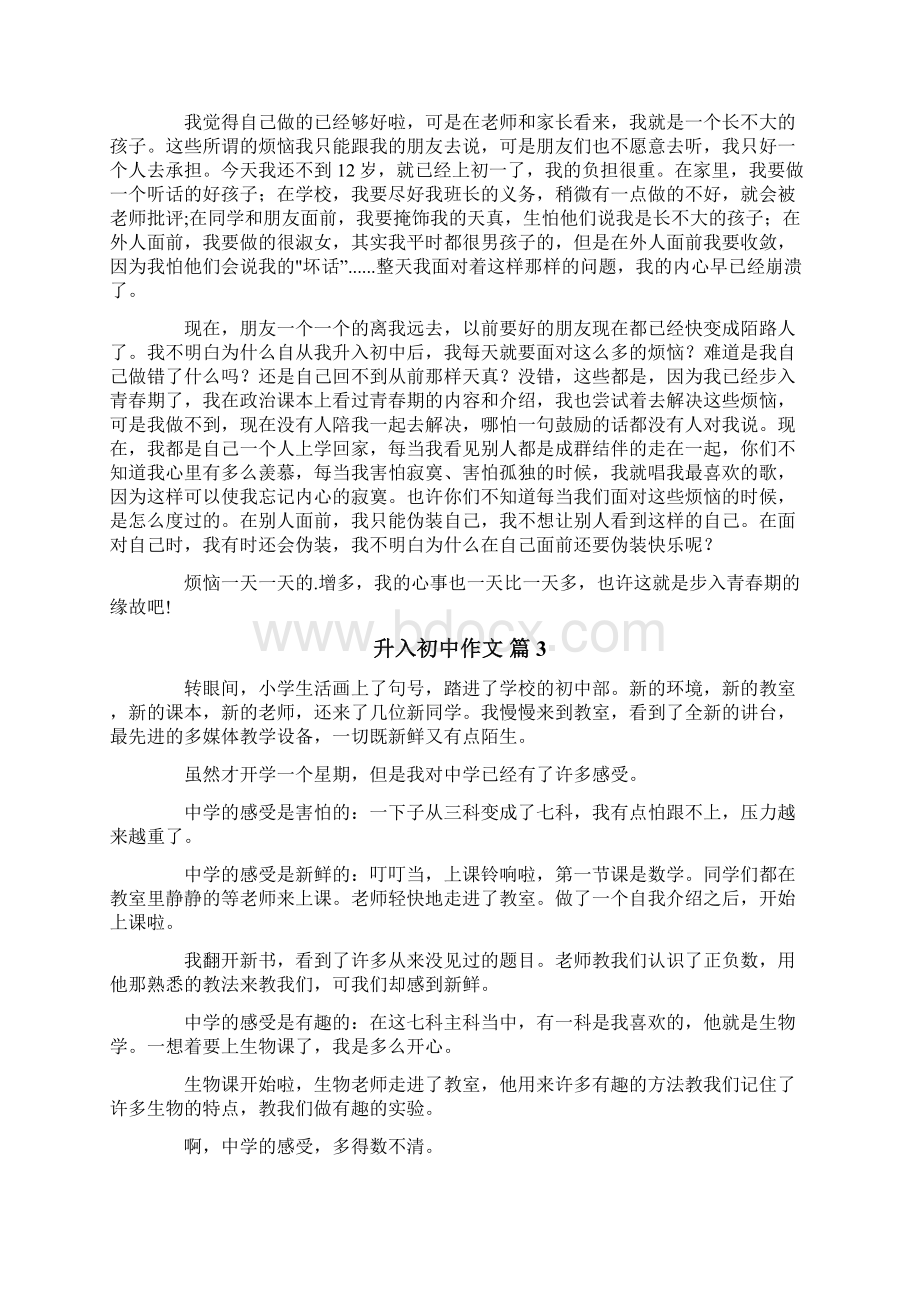 关于升入初中作文七篇Word下载.docx_第2页