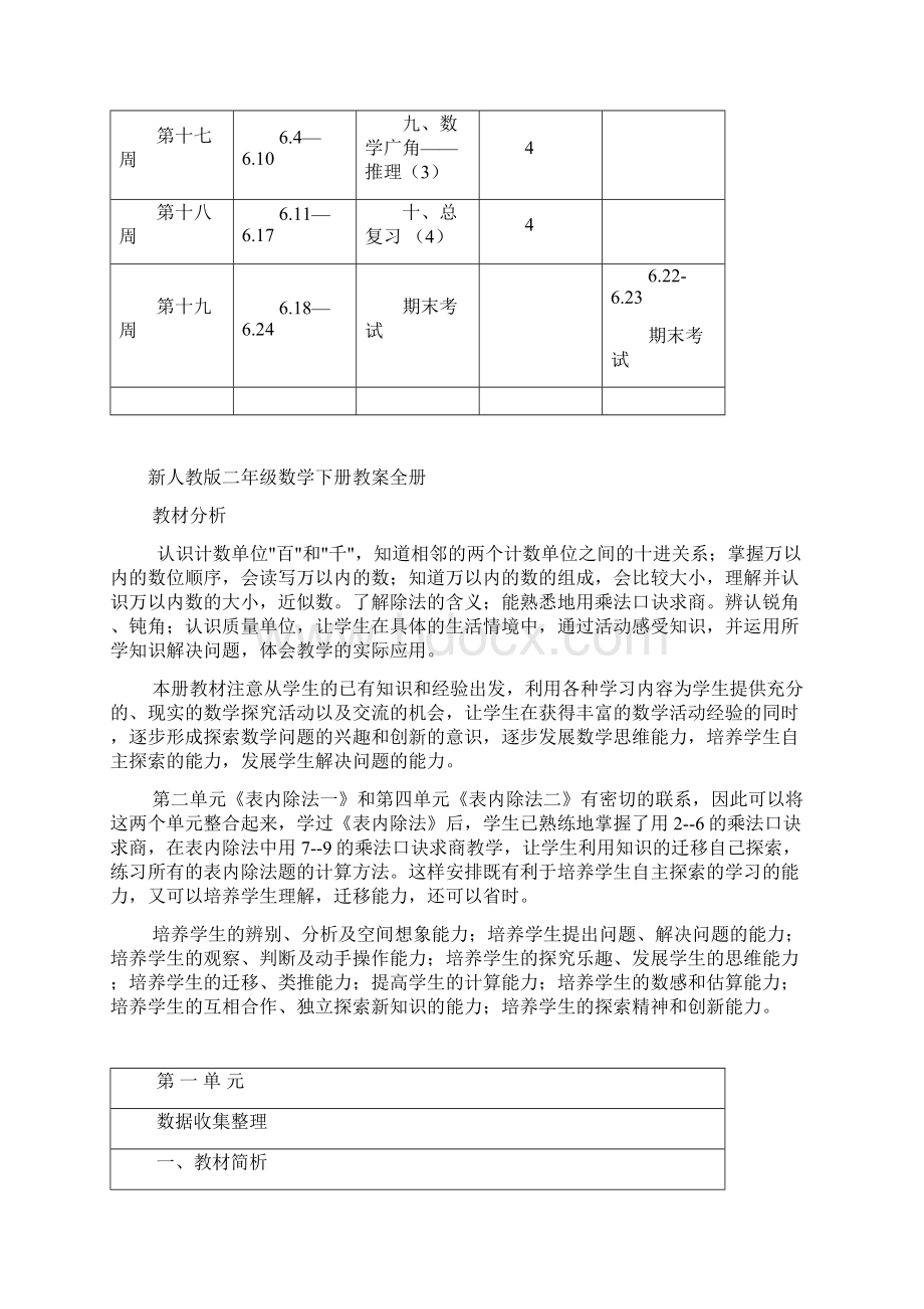 新人教版二年级数学下册教学计划及教案.docx_第3页