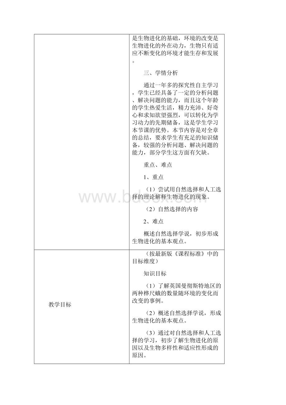 初中生物教学课例《生物进化的原因》课程思政核心素养教学设计及总结反思.docx_第2页