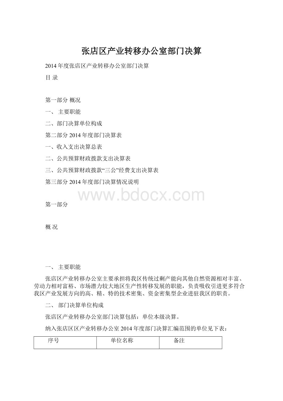 张店区产业转移办公室部门决算.docx_第1页