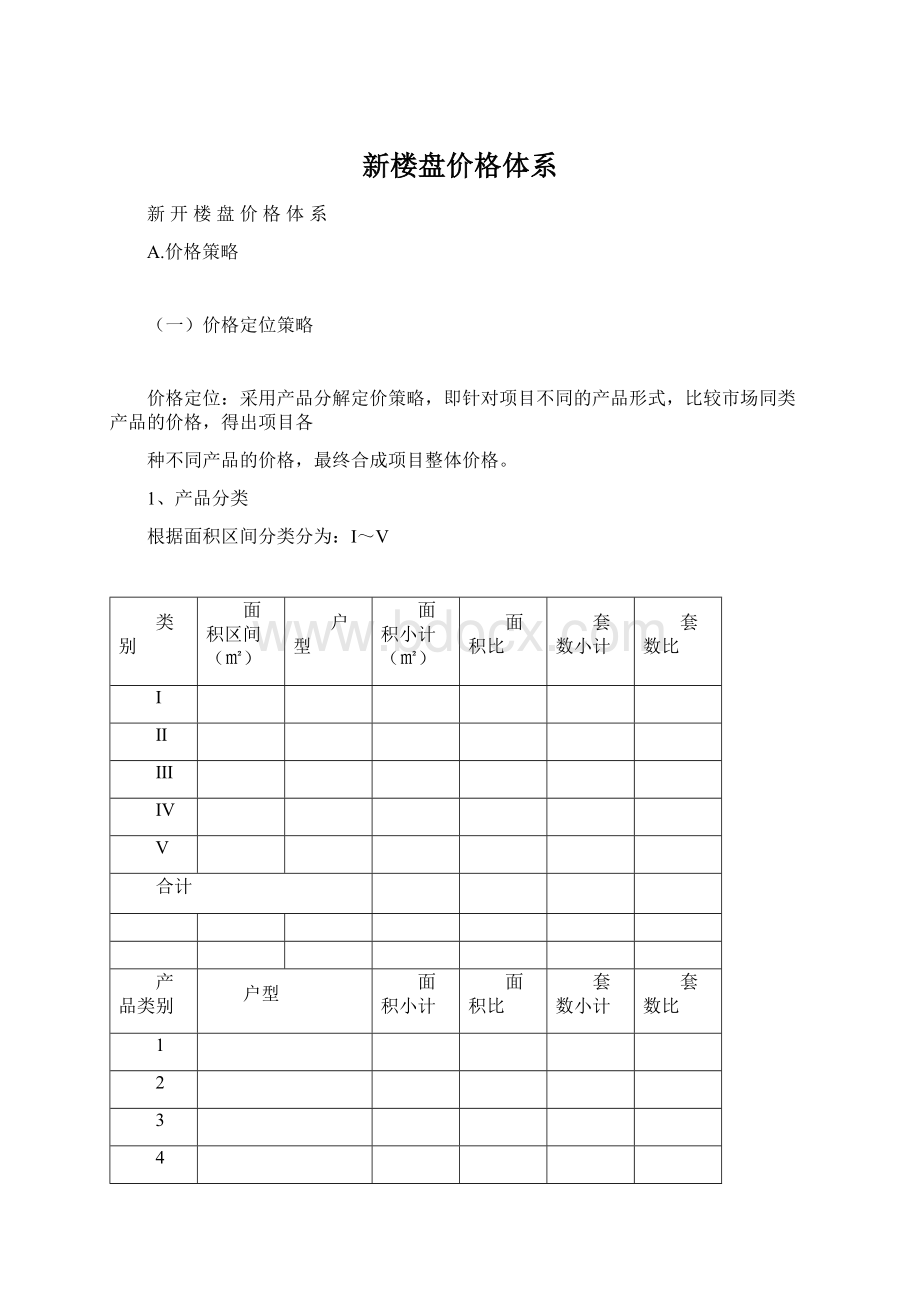 新楼盘价格体系Word格式文档下载.docx_第1页