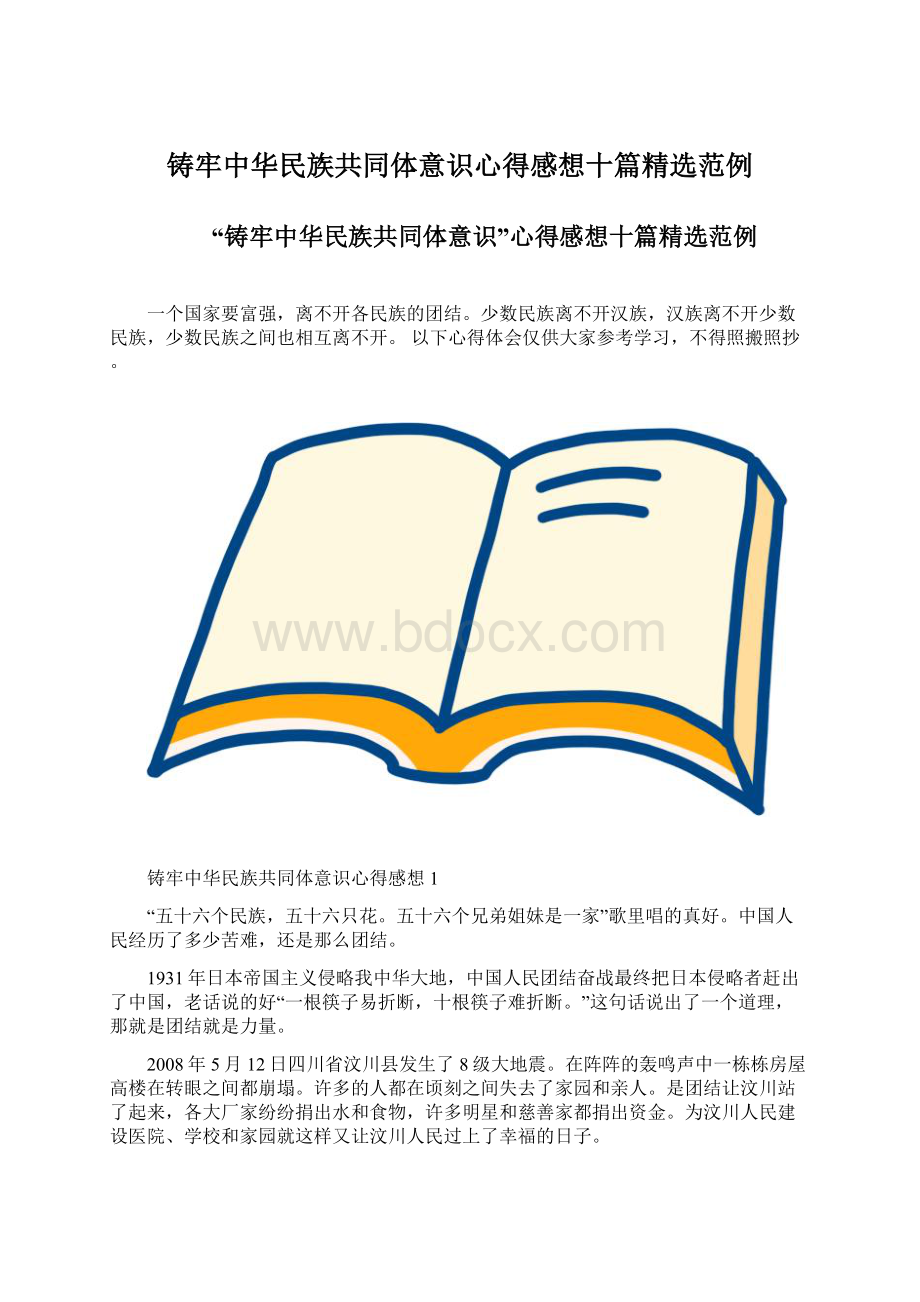 铸牢中华民族共同体意识心得感想十篇精选范例.docx