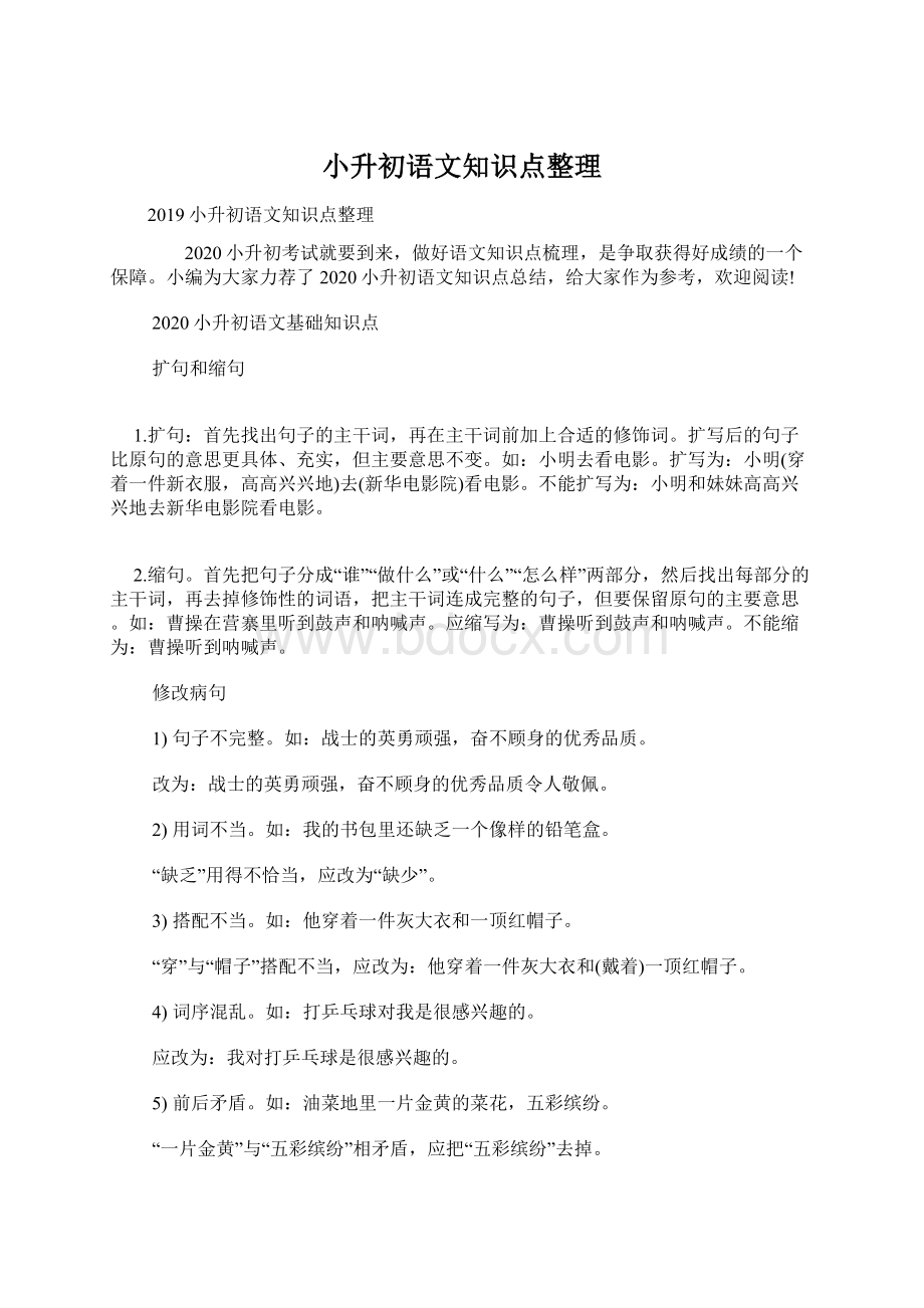 小升初语文知识点整理.docx