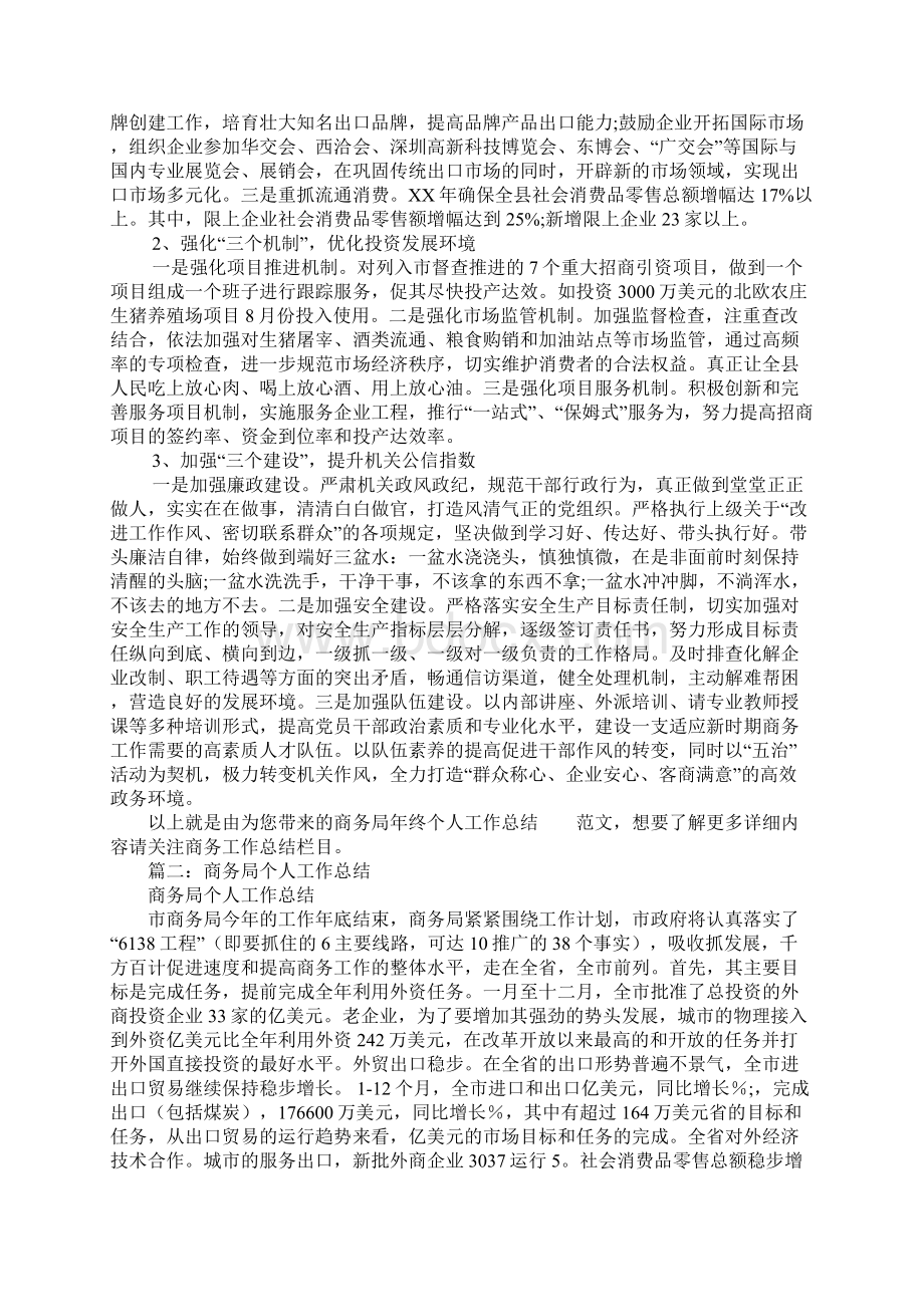 商务局个人工作总结文档格式.docx_第2页