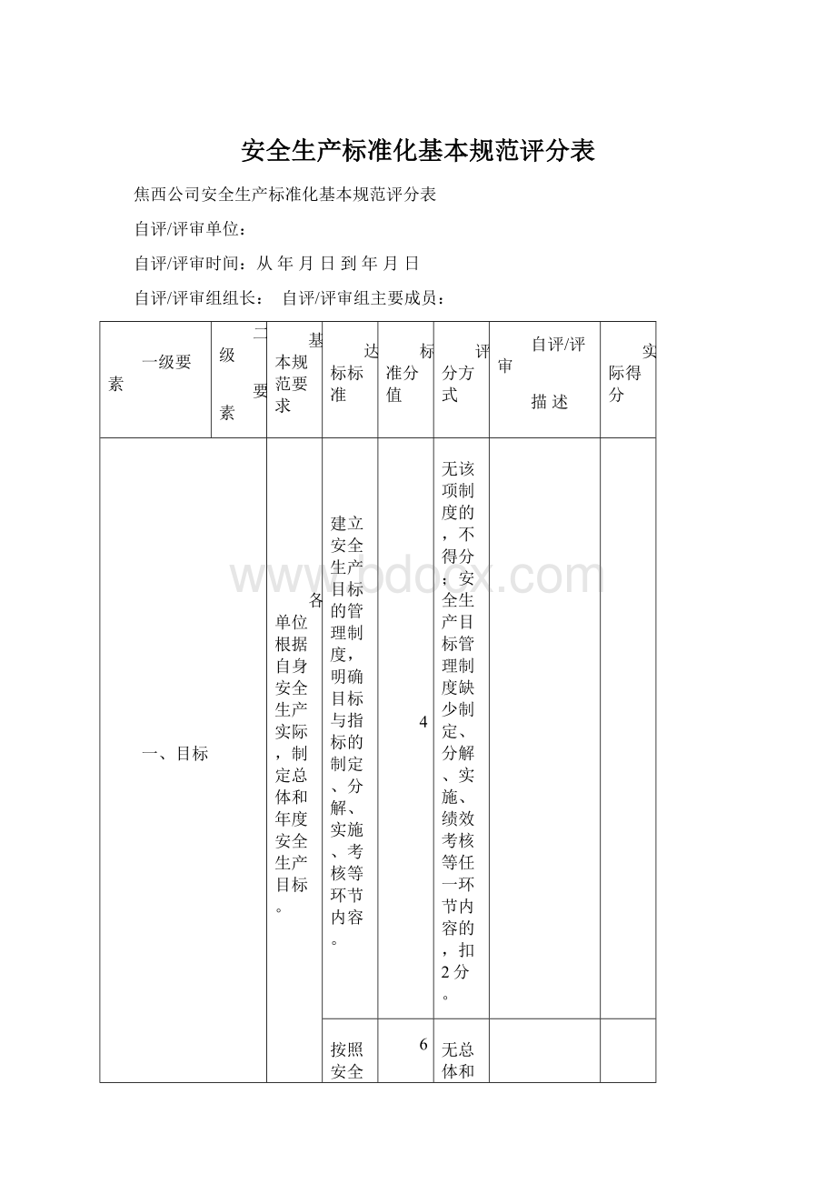 安全生产标准化基本规范评分表Word文档下载推荐.docx_第1页