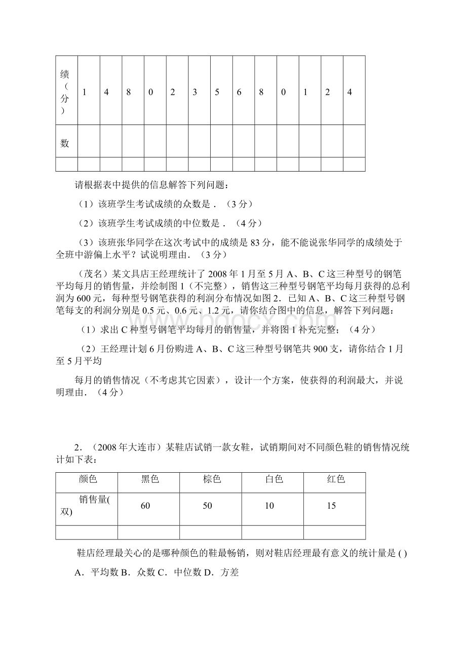 中考数学试题分类汇编 统计图表文档格式.docx_第2页