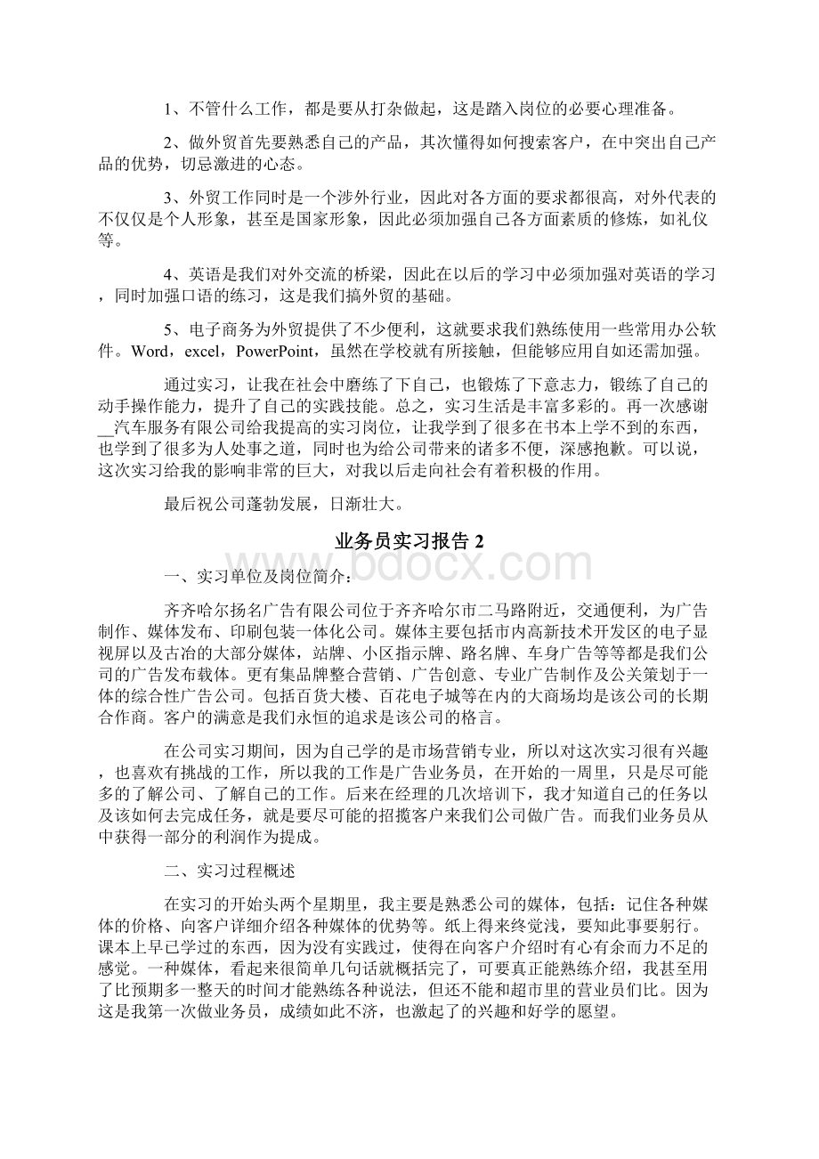 业务员实习报告范文精选5篇Word格式文档下载.docx_第3页