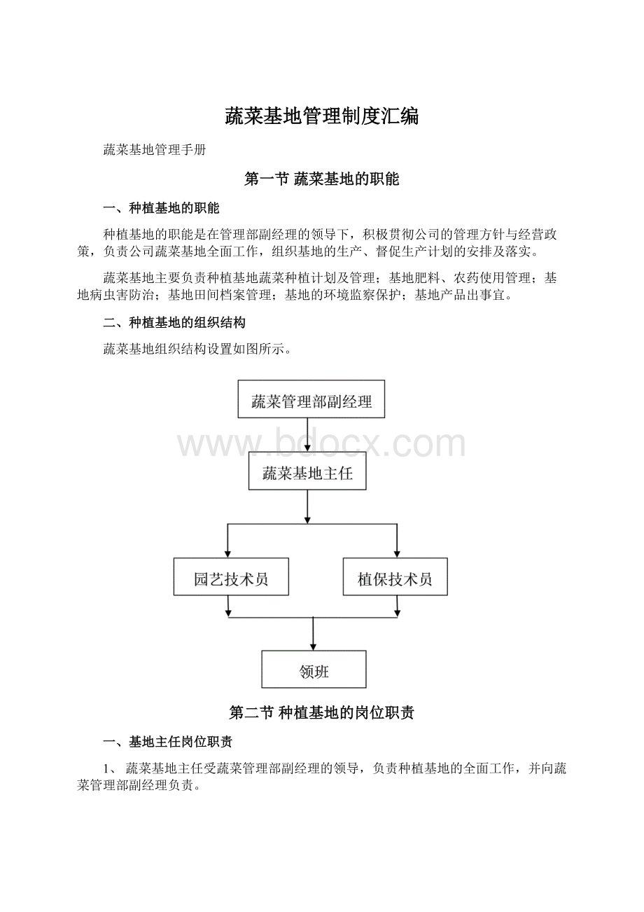 蔬菜基地管理制度汇编Word下载.docx