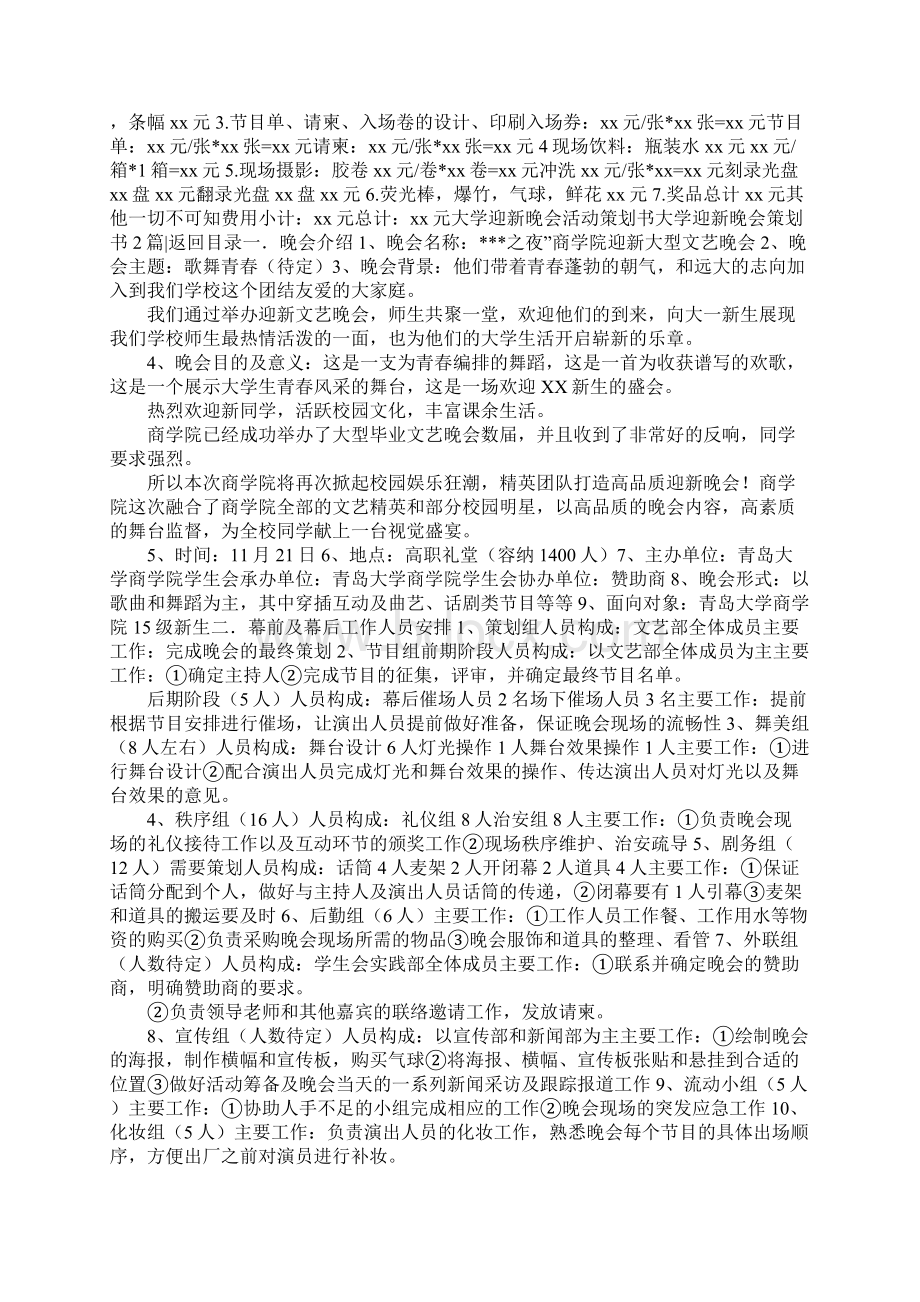 大学迎新晚会策划书4篇.docx_第3页