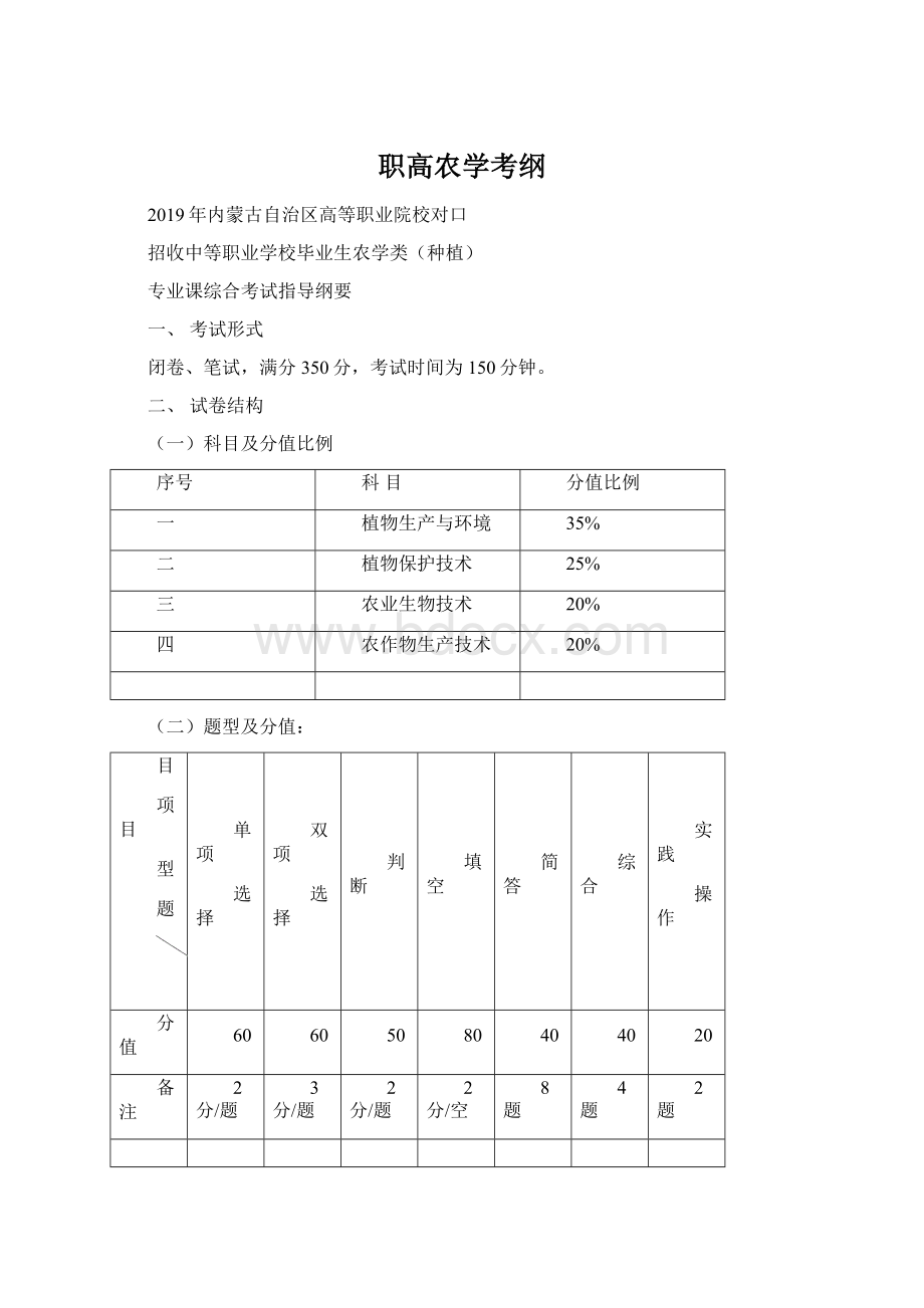 职高农学考纲Word格式.docx_第1页