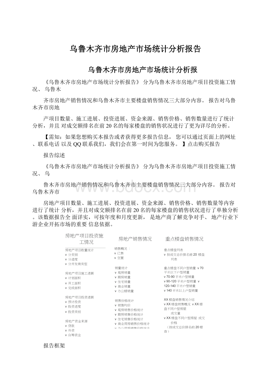 乌鲁木齐市房地产市场统计分析报告.docx