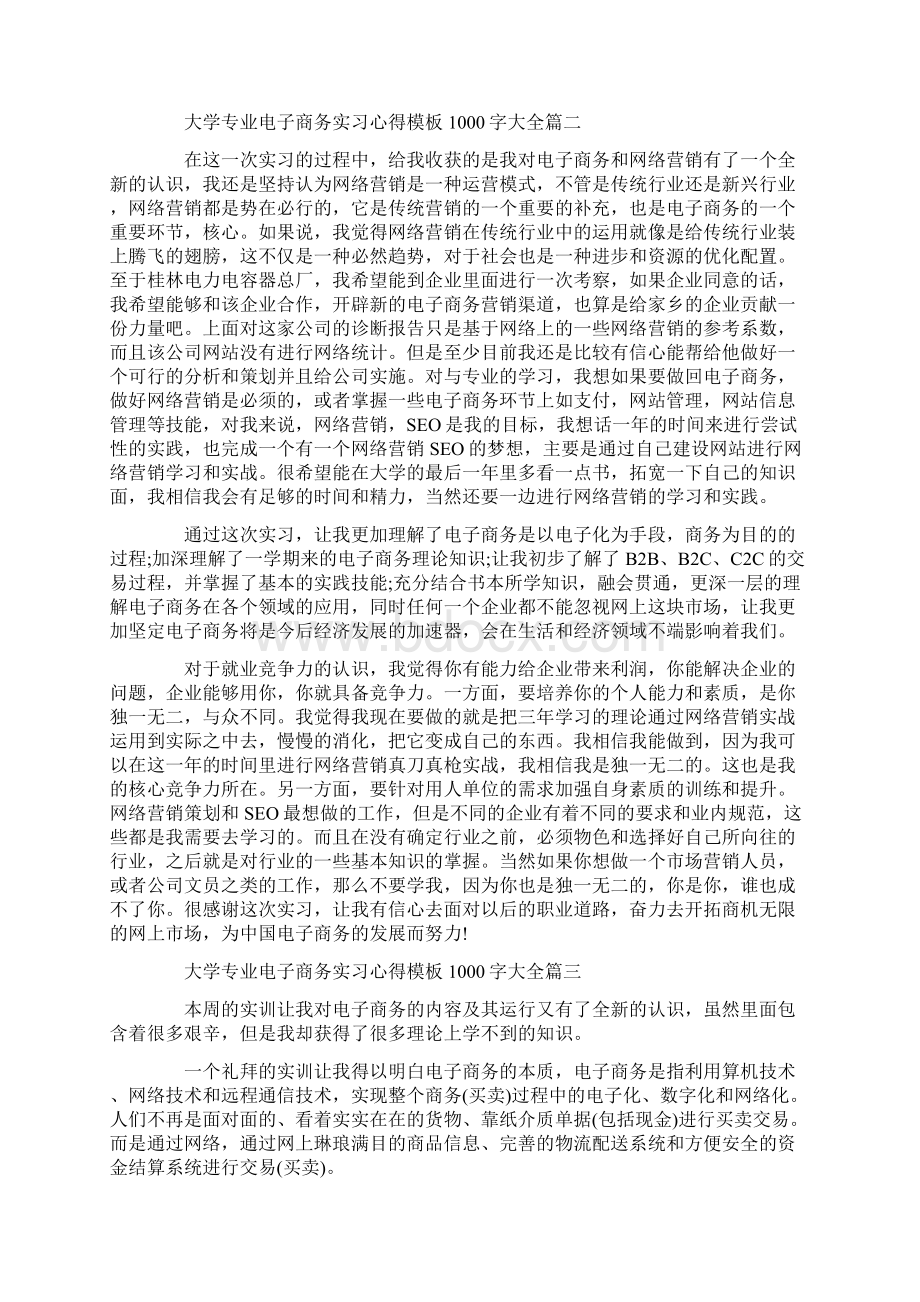 大学专业电子商务实习心得模板1000字大全.docx_第2页