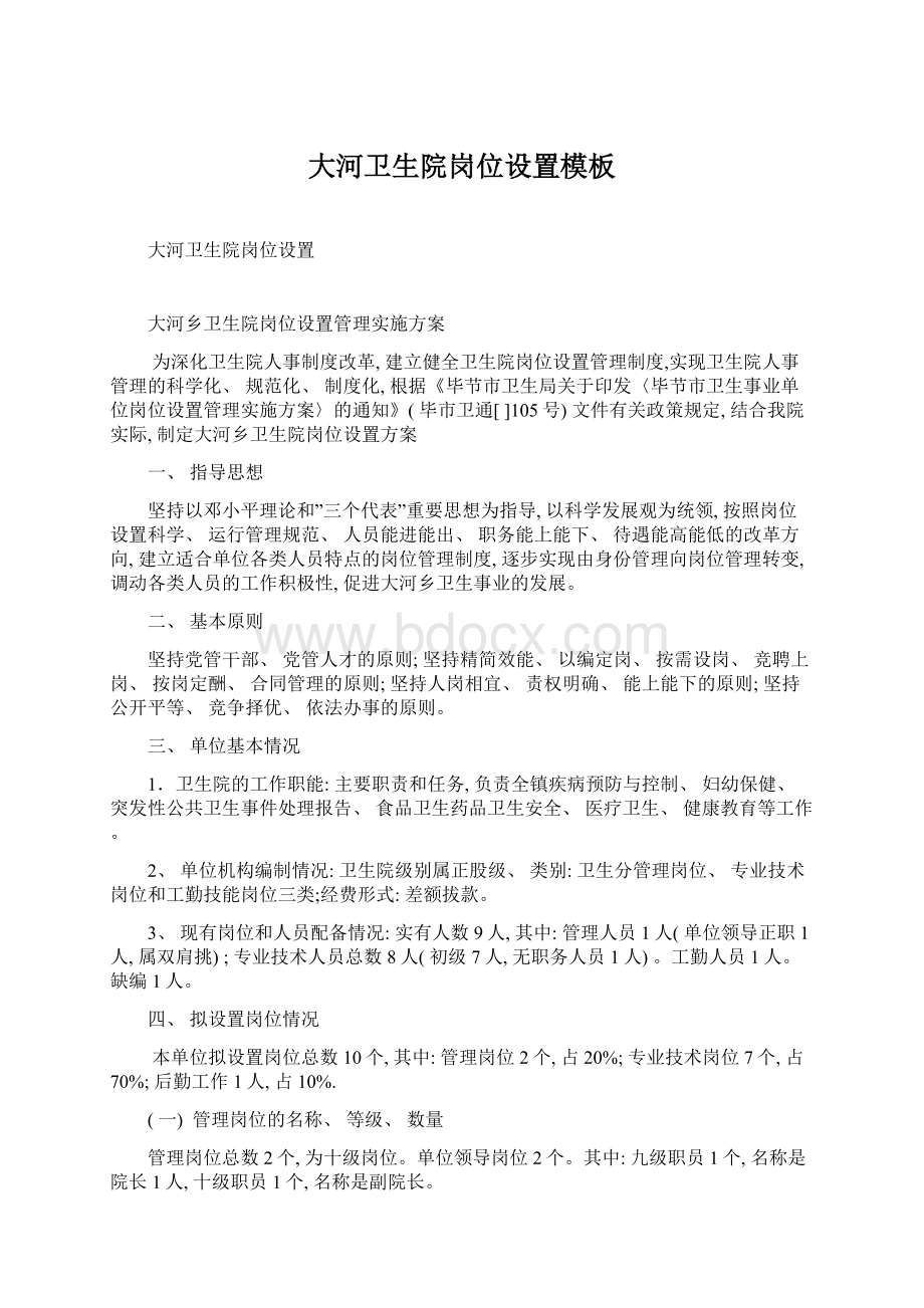 大河卫生院岗位设置模板文档格式.docx_第1页