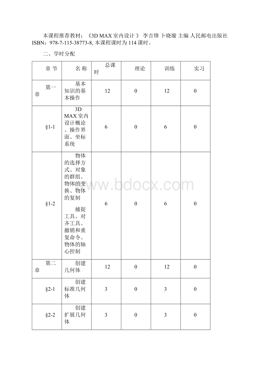 《3D MAX 室内设计》课程实施性教学大纲.docx_第2页