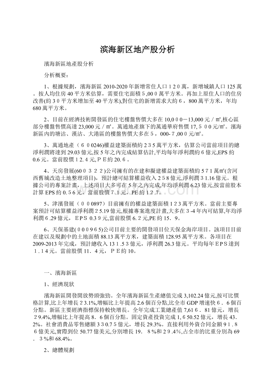 滨海新区地产股分析文档格式.docx_第1页