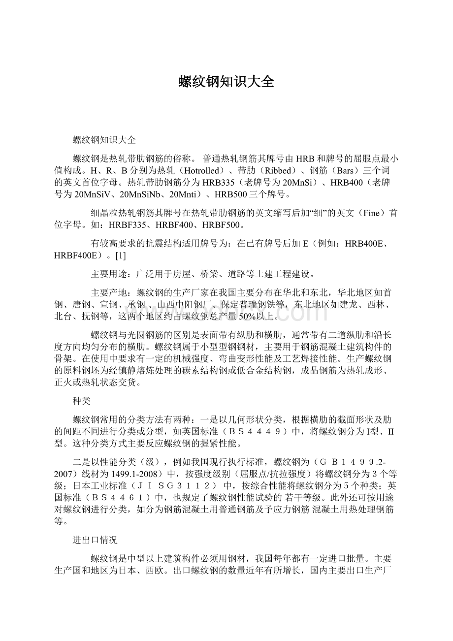 螺纹钢知识大全Word文档格式.docx