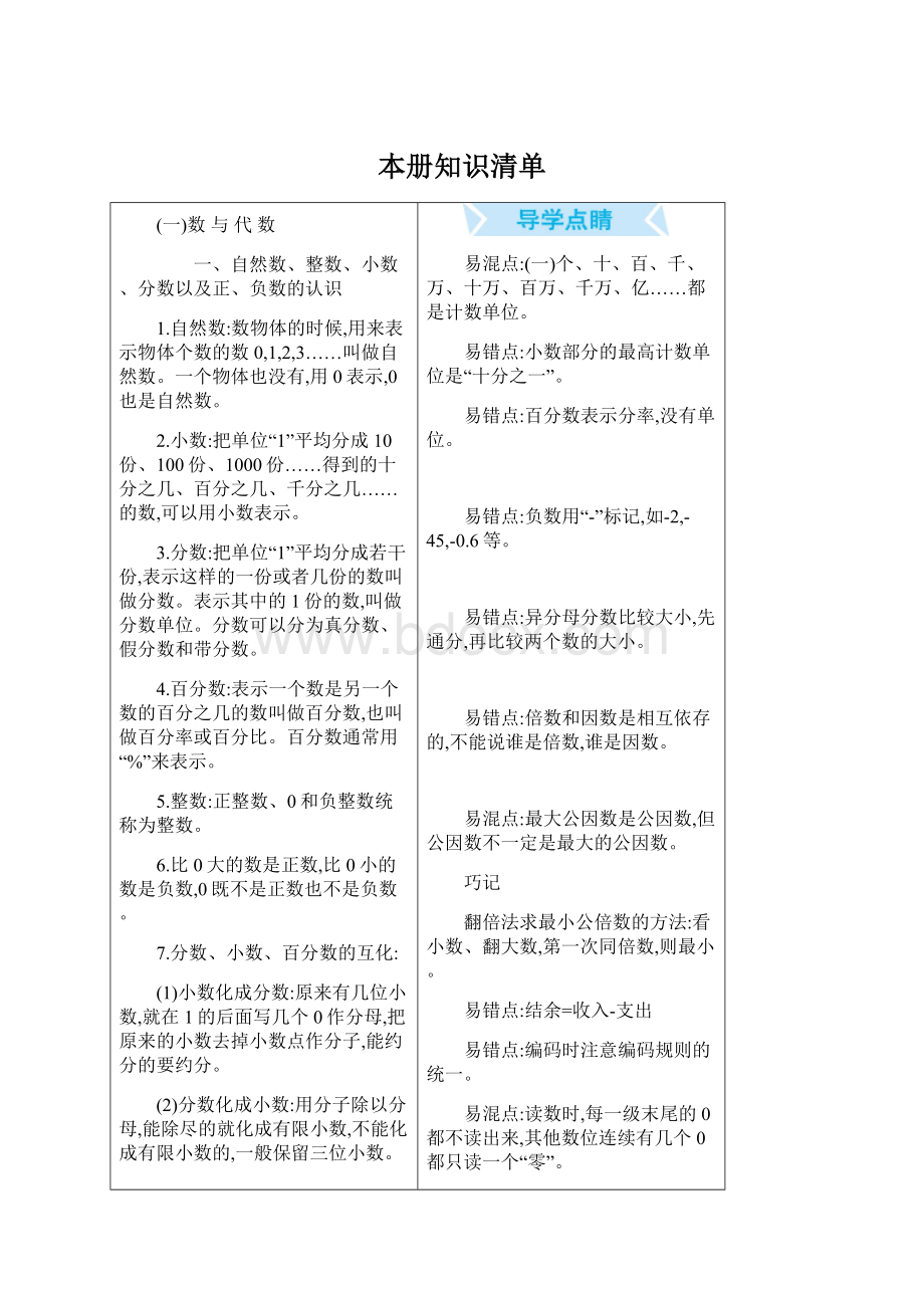 本册知识清单.docx_第1页